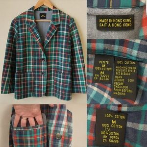 ✨ Vintage Lizsport Plaid Blazer Jacket | 80s 90s Preppy | Petite ✨